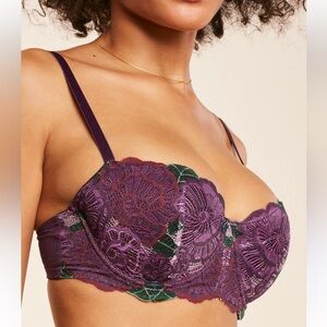 ADORE ME Colette Balconette Contour Purple Green Burgundy Lace Bra Size 38B NWOT